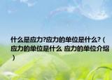 什么是应力?应力的单位是什么?（应力的单位是什么 应力的单位介绍）