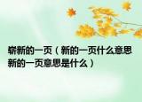 崭新的一页（新的一页什么意思 新的一页意思是什么）