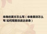 单身的英文怎么写（单身英语怎么写 如何用英语表达单身）
