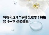 将相和这几个字什么意思（将相和打一字 你知道吗）