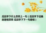 瓜田李下什么意思上一句（瓜田李下话桑麻是啥意思 瓜田李下下一句是啥）