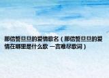 那信誓旦旦的爱情歌名（那信誓旦旦的爱情在哪里是什么歌 一言难尽歌词）