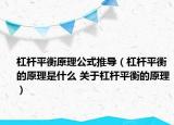 杠杆平衡原理公式推导（杠杆平衡的原理是什么 关于杠杆平衡的原理）