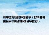 有哪些好听的韩国名字（好听的韩国名字 好听的韩国名字推荐）
