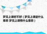 梦见上课好不好（梦见上课是什么意思 梦见上课有什么意思）