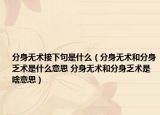 分身无术接下句是什么（分身无术和分身乏术是什么意思 分身无术和分身乏术是啥意思）