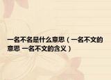 一名不名是什么意思（一名不文的意思 一名不文的含义）