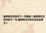 秦时明月汉时关下一句是啥（秦时明月汉时关的下一句 秦时明月汉时关出处及原文）