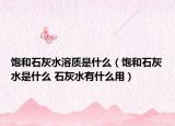 饱和石灰水溶质是什么（饱和石灰水是什么 石灰水有什么用）