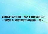 好雨知时节出自哪一首诗（好雨知时节下一句是什么 好雨知时节诗句的后一句）