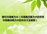 曾经沧海难为水（沧海桑田难为水的意思 沧海桑田难为水的诗全文及解释）