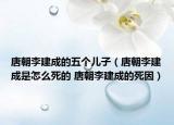 唐朝李建成的五个儿子（唐朝李建成是怎么死的 唐朝李建成的死因）