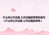 什么叫公共设施 公共设施的意思和造句（什么叫公共设施 公共设施的意思）
