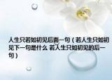 人生只若如初见后面一句（若人生只如初见下一句是什么 若人生只如初见的后一句）