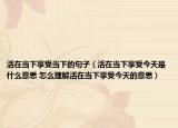 活在当下享受当下的句子（活在当下享受今天是什么意思 怎么理解活在当下享受今天的意思）