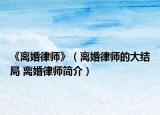《离婚律师》（离婚律师的大结局 离婚律师简介）