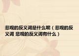 悲观的反义词是什么呢（悲观的反义词 悲观的反义词有什么）