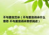 不与夏虫言冰（不与夏虫语冰什么意思 不与夏虫语冰意思简述）