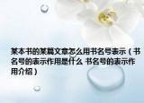 某本书的某篇文章怎么用书名号表示（书名号的表示作用是什么 书名号的表示作用介绍）