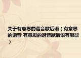 关于有意思的谐音歇后语（有意思的谐音 有意思的谐音歇后语有哪些）