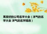 寓意好的公司名字大全（洋气的名字大全 洋气的名字精选）
