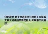 窕窈淑女 君子好逑是什么意思（苗条淑女君子好逑的意思是什么 关雎原文及翻译）