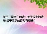 关于“汉字”的诗（关于汉字的诗句 关于汉字的诗句有哪些）