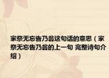 家祭无忘告乃翁这句话的意思（家祭无忘告乃翁的上一句 完整诗句介绍）