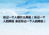 忘记一个人取什么网名（忘记一个人的网名 表达忘记一个人的网名）