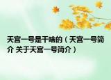 天宫一号是干啥的（天宫一号简介 关于天宫一号简介）