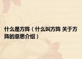 什么是方阵（什么叫方阵 关于方阵的意思介绍）