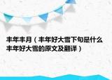 丰年丰月（丰年好大雪下句是什么 丰年好大雪的原文及翻译）