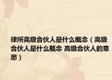 律所高级合伙人是什么概念（高级合伙人是什么概念 高级合伙人的意思）