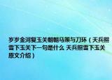 岁岁金河复玉关朝朝马策与刀环（天兵照雪下玉关下一句是什么 天兵照雪下玉关原文介绍）