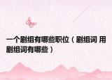 一个剧组有哪些职位（剧组词 用剧组词有哪些）