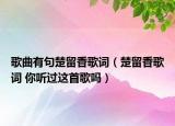 歌曲有句楚留香歌词（楚留香歌词 你听过这首歌吗）