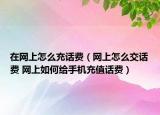 在网上怎么充话费（网上怎么交话费 网上如何给手机充值话费）