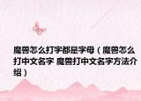 魔兽怎么打字都是字母（魔兽怎么打中文名字 魔兽打中文名字方法介绍）