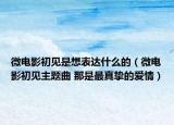 微电影初见是想表达什么的（微电影初见主题曲 那是最真挚的爱情）