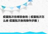 疫苗批次在哪里查询（疫苗批次怎么查 疫苗批次查询操作步骤）