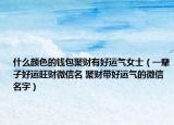 什么颜色的钱包聚财有好运气女士（一辈子好运旺财微信名 聚财带好运气的微信名字）