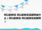 所以的拼音 所以的拼音及解释是什么（所以的拼音 所以的拼音及解释）