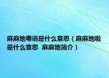 麻麻地粤语是什么意思（麻麻地啦是什么意思  麻麻地简介）