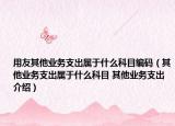用友其他业务支出属于什么科目编码（其他业务支出属于什么科目 其他业务支出介绍）