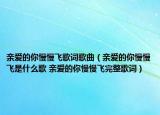 亲爱的你慢慢飞歌词歌曲（亲爱的你慢慢飞是什么歌 亲爱的你慢慢飞完整歌词）