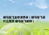 破马张飞全体演员表（破马张飞是什么意思 破马张飞解释）