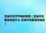 芝麻开花节节高的意思（芝麻开花歇后语是什么 芝麻开花歇后语是啥）