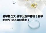 名字的含义 是怎么解释的呢（名字的含义 是怎么解释的）