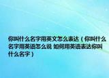 你叫什么名字用英文怎么表达（你叫什么名字用英语怎么说 如何用英语表达你叫什么名字）