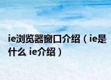 ie浏览器窗口介绍（ie是什么 ie介绍）